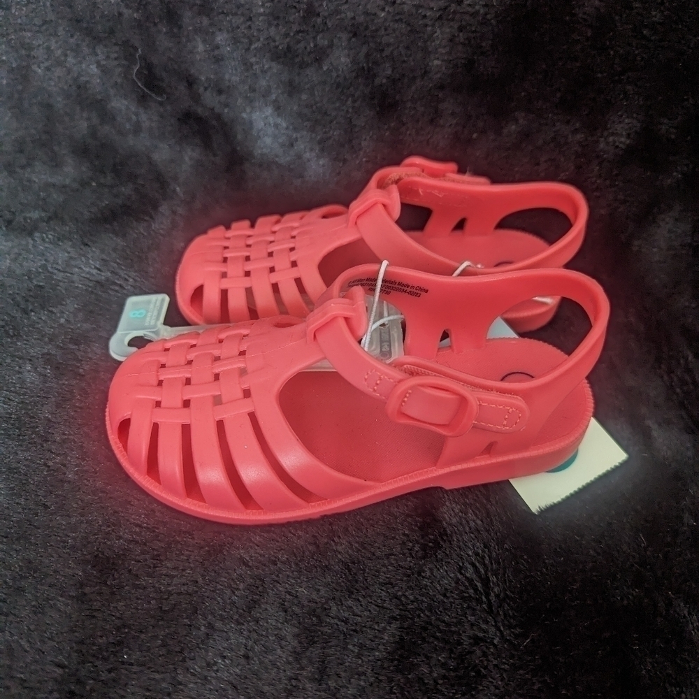 NWT Cat & Jack Girls Velcro Coral / Red / Pink Girls Sandals 8,10,11,12 - Picture 5 of 5